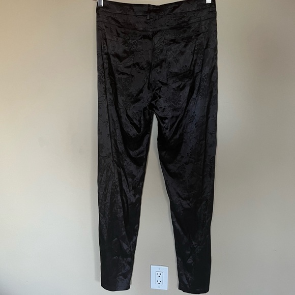Lioness St Germain Black Silk Slit Hem Relaxed Fit High Waist Pant - Picture 4 of 9